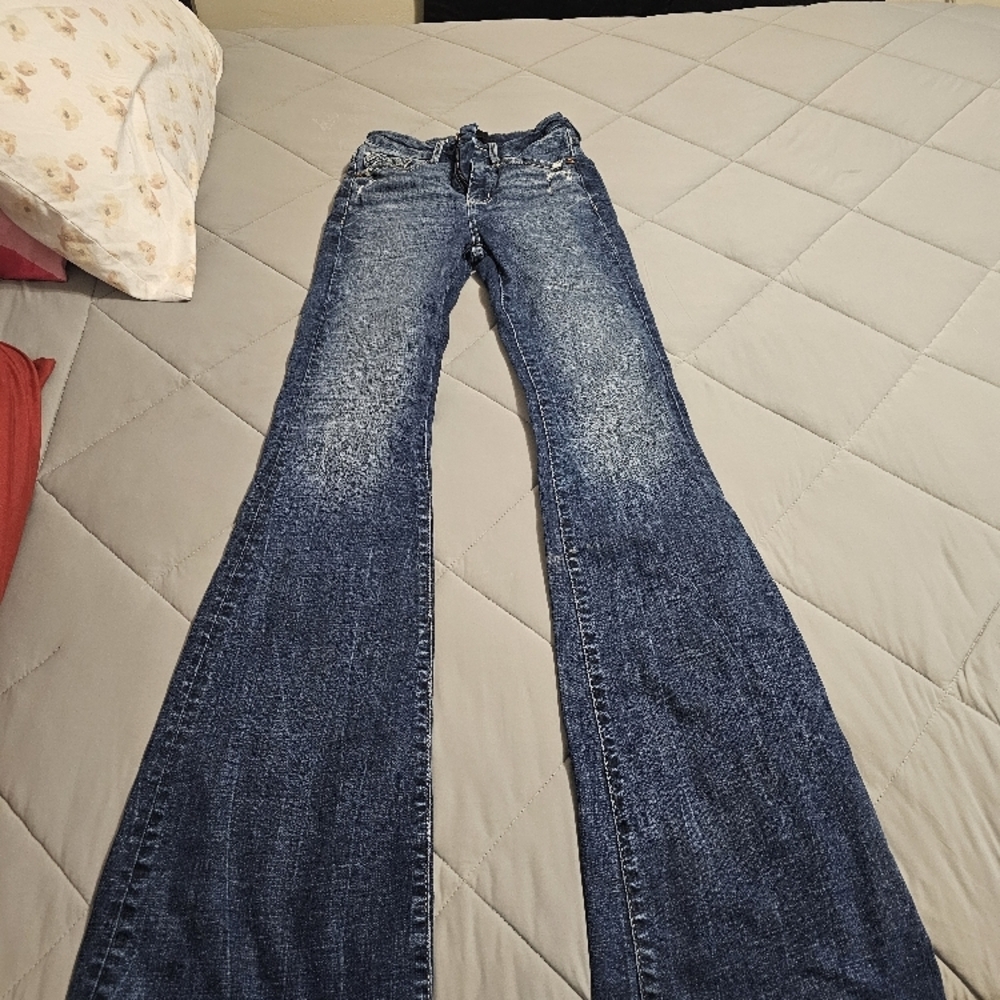 Buckle Blue Flare Wide Leg Jeans